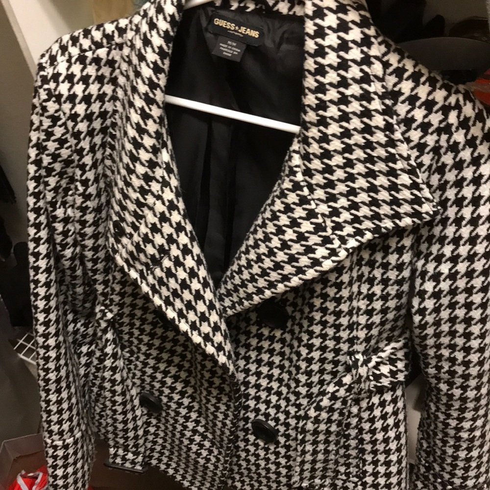 Black/white tweed blazer with belt